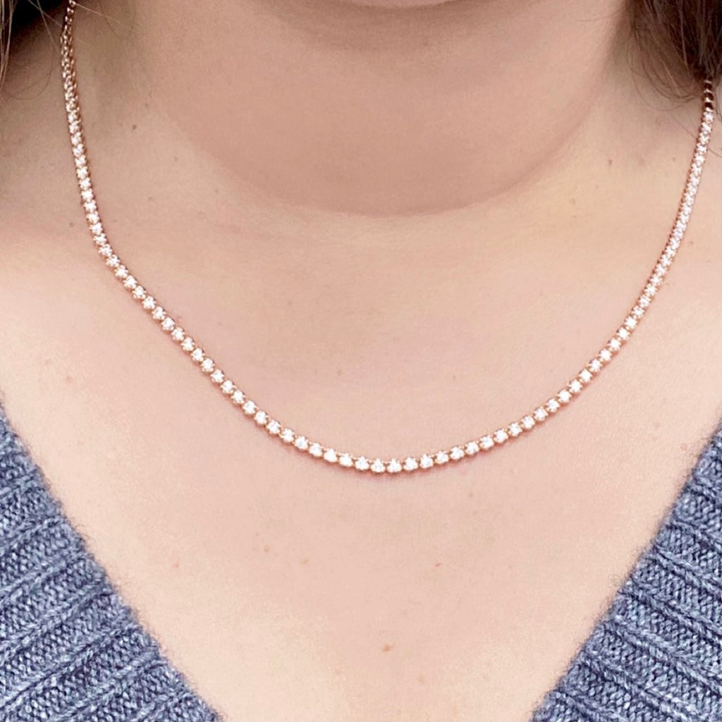 Rose Gold Mini Bezel Tennis Necklace for Women | Jennifer Meyer